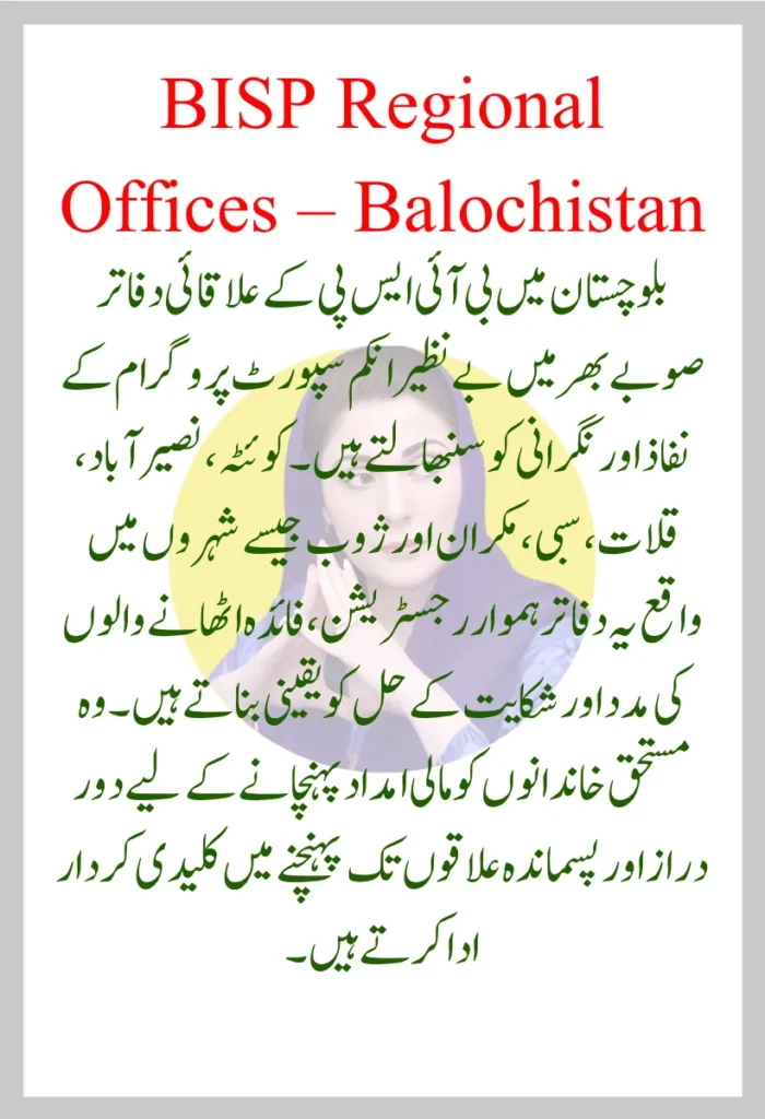 BISP Regional Offices – Balochistan