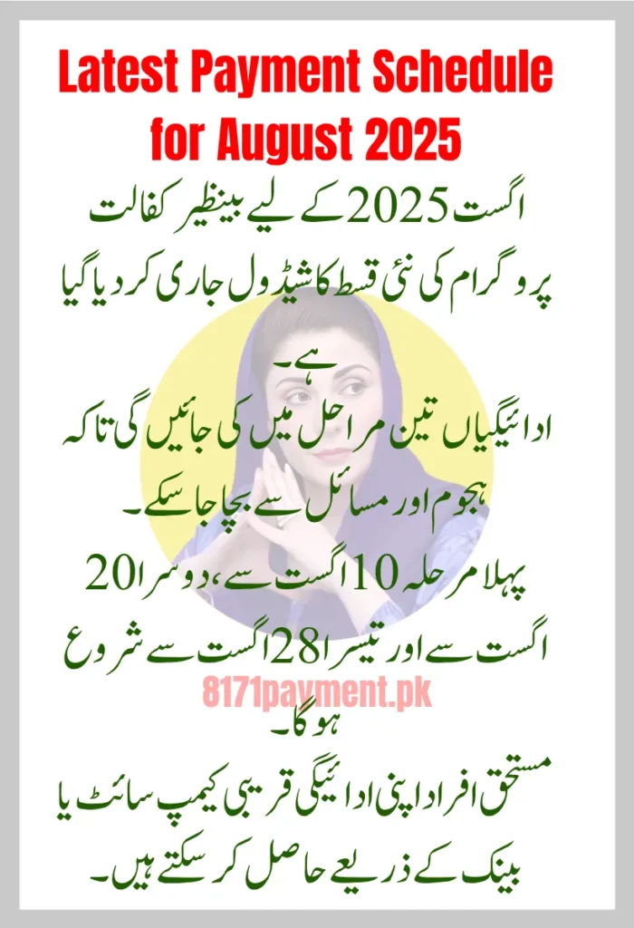 Latest Payment Schedule for August 2025